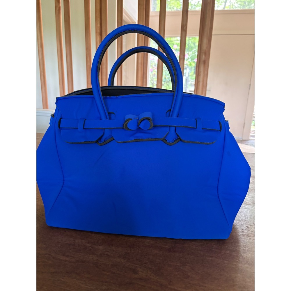Save My Bag Miss Lycra Tote Electric Blue Made in Italy Handbag Bow Detail